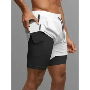 Men’s 2-in-1 Double-Layer Shorts for Summer Gym Workouts, Slightly Stretchy Sports