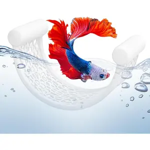 White Betta Fish Hammock,Betta Fish  Accessories Decorations,Safe Floating Aquarium Rest Ledge for Bettas,Nano Fishs,Small Fish Shrimp (White)