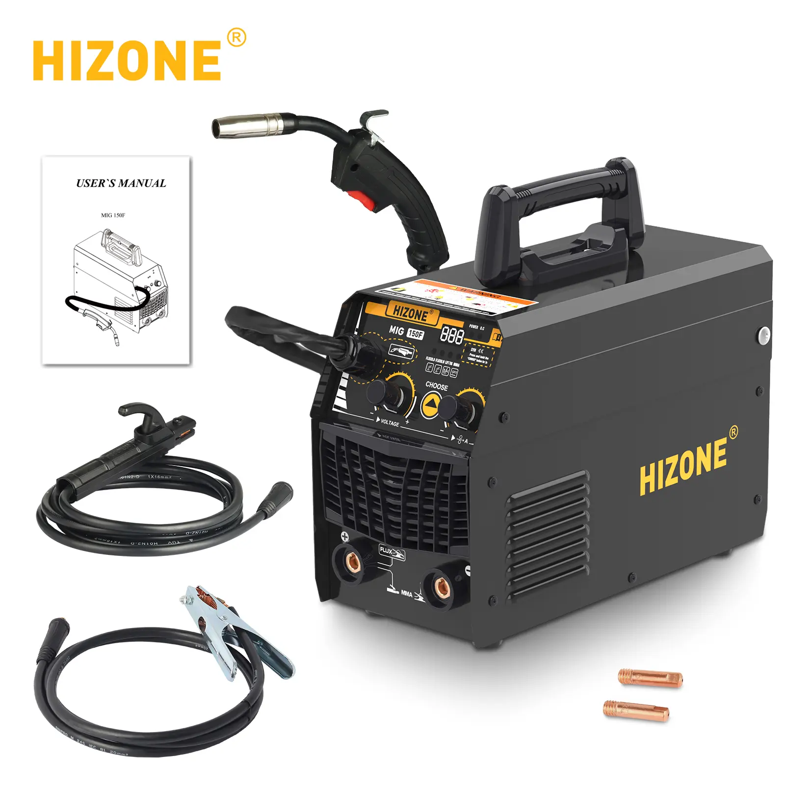 HIZONE MIG-150F 2-in-1 household welding machine portable gas welding HIZONE MIG-150F 2-in-1 household welding machine portable gas welding