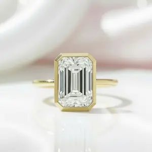 5ct Emerald Cut Diamond Option Bezel Engagement Ring