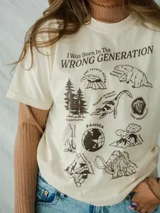 Born in the Wrong Generation Prehistoric T-Shirt (Coffee), Funny Shirt for Teachers, Geography, History Nerds