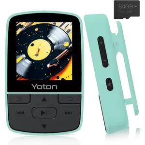 MP3 Player with Bluetooth 5.2, 64GB Storage, Mini Size, HiFi Music, with Sports Clip, Independent Volume Control, FM Radio, Includes Headphones (Green)