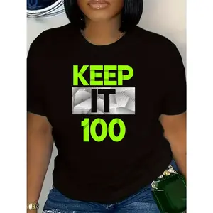 " Women's Graphic T-Shirt - Soft, Loose Fit Crew Neck Tee in Black with Neon Green Lettering, Casual Summer Short Sleeve Top