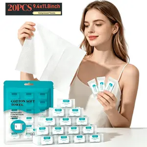 Compressed Towel Tablets, Portable Disposable Face Towels, Individually Wrapped Mini Tablets, Expands with Water, Soft & Lint-Free, 11 x 9.4 Inch, Travel Size (20/40/60/80/100Counts)