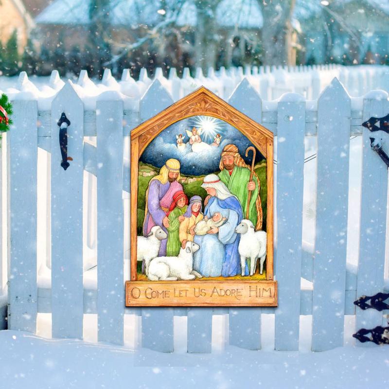 Holy Family Nativity Door Decor by Susan Winget - Nativity Holiday Decor - 8471112H-SW