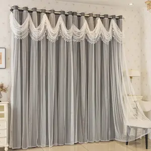 French Luxury Star Cutout Sheer Curtain, Backing Light Blocking Drapes for Bedroom & Living Room Decor, Elegant Home Window Treatment