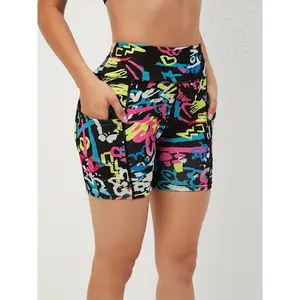 1PC Women’s Yoga Shorts in Printed Graffiti Sports, Casual Fashion, Comfortable and Breathable, Essential Items for Summer Sports