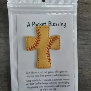 1 Pc Pocket Blessing – Baseball Cross Edition with Verse Card, Compact Christian Faith Gift for Athletes, Inspirational Sports Keepsake for Players and Coaches