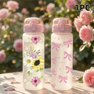 ZOBENNY 27oz/800ml Cute Bowknot Water Bottle, BPA-Free Reusable Plastic Cup with Pop-Up Spout Lid, 100% Leakproof & Spill-Proof, Portable Daily Water Jug for School, Gym, Office & Commute