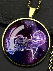 Scorpio Zodiac Necklace - Zinc Alloy Frame with Transparent Glass, Starry Scorpion Pendant, Unisex Astrological Jewelry.