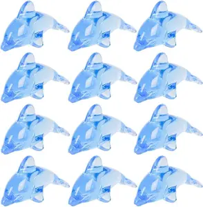 Acrylic Dolphin Cake & Cupcake Toppers, Set of 24, Mini 2" Dolphin Figurines, Decorations for Sea, Nautical, Mermaid, & Baby Shower Parties, Fun Party Favors, Goodie Bag Fillers