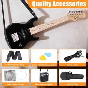 ZENY 30-Inch Kids Electric Guitar 3/4 Size Beginner’s Guitar W/Amp & Accessories Pack, Right-Handed Black