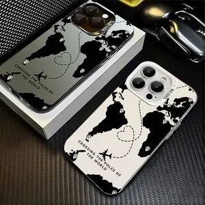 World Map Flight Route Phone Case， Minimalist Traveler Style for iPhone 17 16 15 14 13 12 11 Plus Pro Max， Ideal Travel Gift.