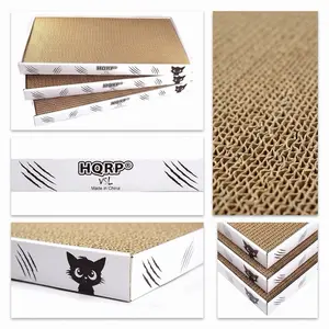 HQRP 3-pack Large Cat Scratcher Cardboard 17.5"x9.5" Cat Scratcher Box Reversible Cat Scratch Pad Board Wide Flat Scratching Pad for Cats Corrugated Scratch Bed Cardboard Scratcher for Indoor Cats Multi-Functional