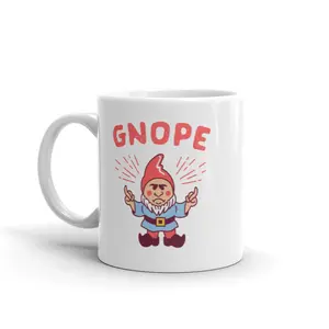 Gnope Mug Funny Nope Little Gnome Wizard Graphic Novelty Coffee Cup  - 11oz Funny Coffee Mugs Ceramic Printed Drinkware Cup