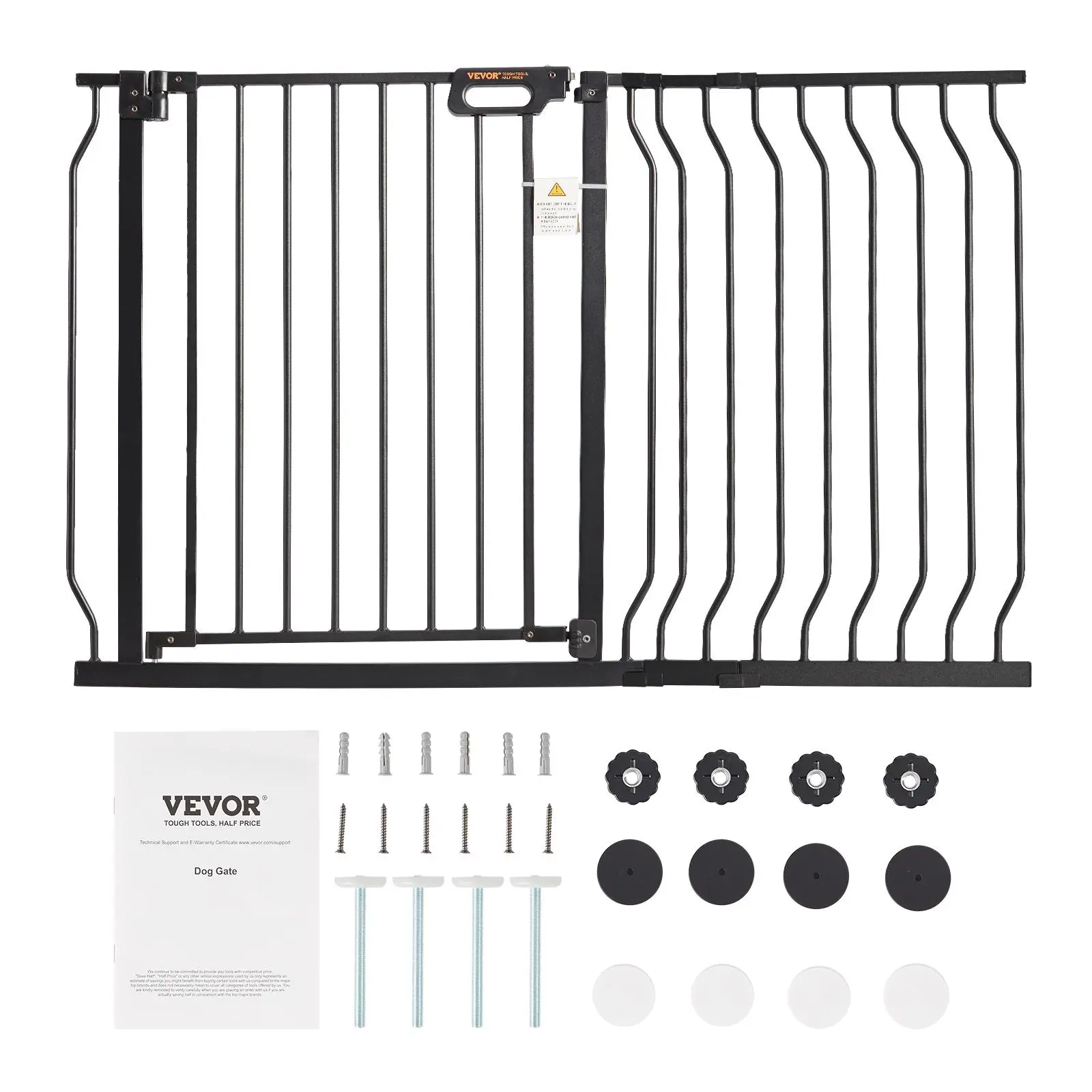 【summerfinds】VEVOR Baby Gate,  29.5"-46.4" Extra Wide, 30" High, Dog Gate for Stairs Doorways and House, Easy Step Walk Thru Auto Close Child Gate Pet Security Gate with Pressure Mount Kit and Wall Mount Kit, Black