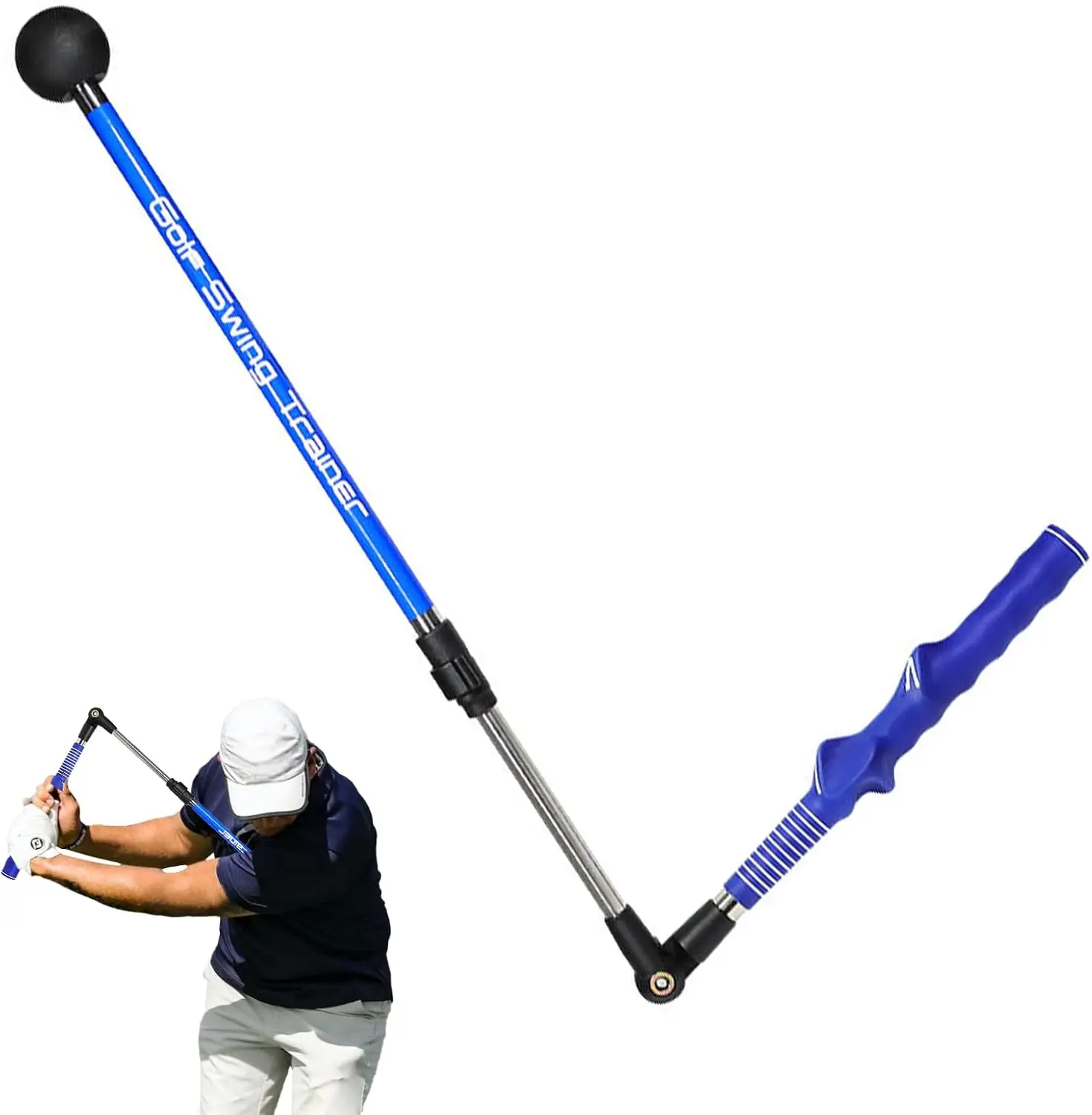 Golf Swing Trainer Aid Adjustable, Portable Golf Training Aid to Improve Hinge, Forearm Rotation, Shoulder Turn, Lightweight Foldable Golf Swing Training Aid Stick with Ergonomic Grip