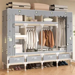 Portable Wardrobe with 5 Storage Spaces + 3 Hanging Areas - Foldable Clothes Organizer for Rental Rooms, Dorms & Bedrooms, Easy Assembly Garment Closet Stand clothing storage apartment living room furniture dressers for bedroom furniture set