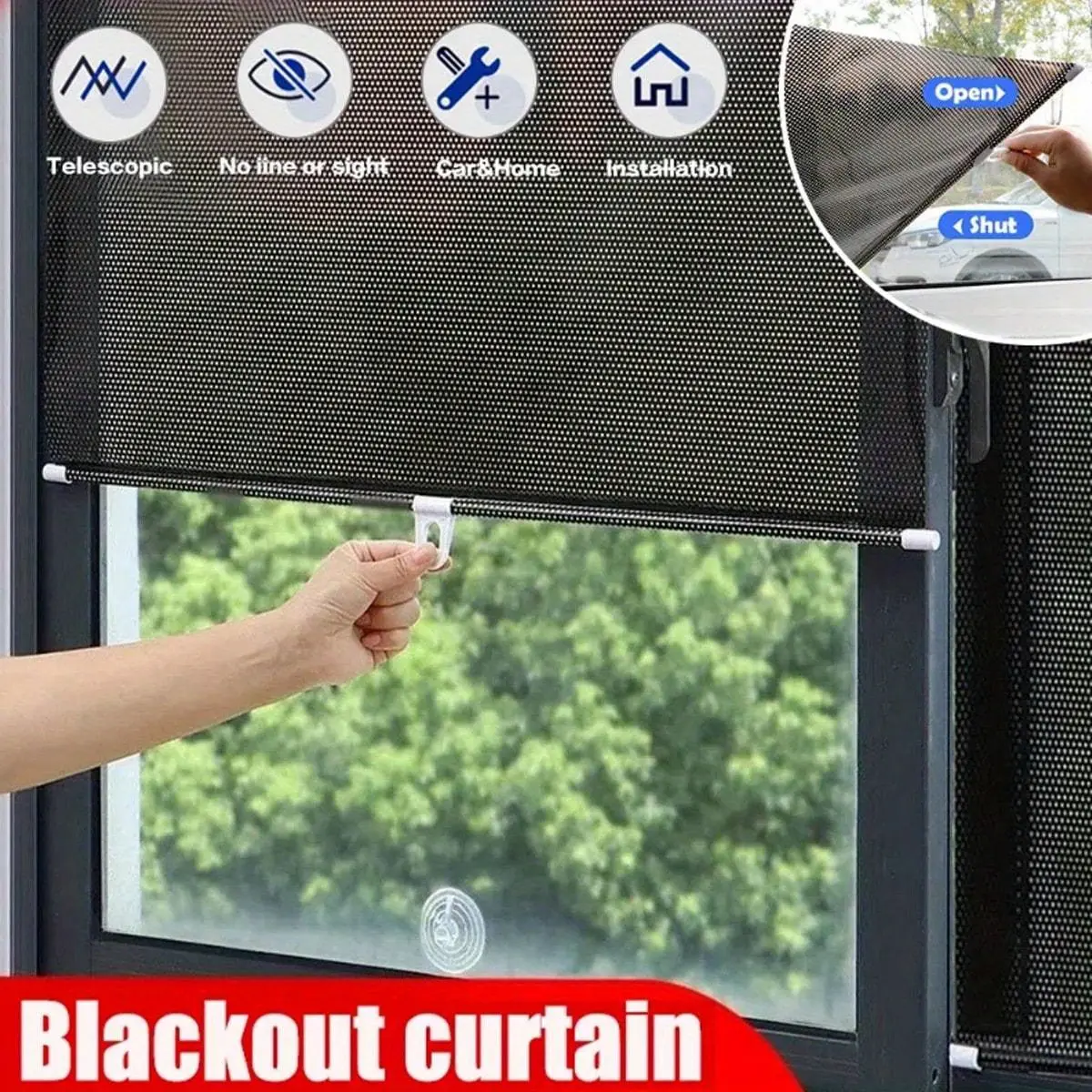 1pc Universal Roller Blinds Suction Cup Sunshade Nail-free Blackout Curtain Car Sunshade Curtains Car Window Sunshades Bedroom Kitchen Office Window Sun-shading Easy Install Curtain Sun Shade Cover Sun Shade Mesh Shade For Car Window
