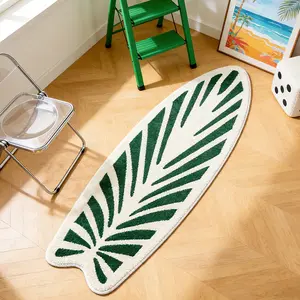 Tropical Palm Leaf Surfboard Shape Rug, Vacation Style Bedside Carpet, Long Strip Rug, Summer Home Decor, Birthday Gift