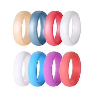 OIDEA Women's Silicone Wedding Rings - 6mm Breathable Curved Silicone-Based Rubber Bands, Stackable Sport Ring 7-Pack, Silicone-Based Rings