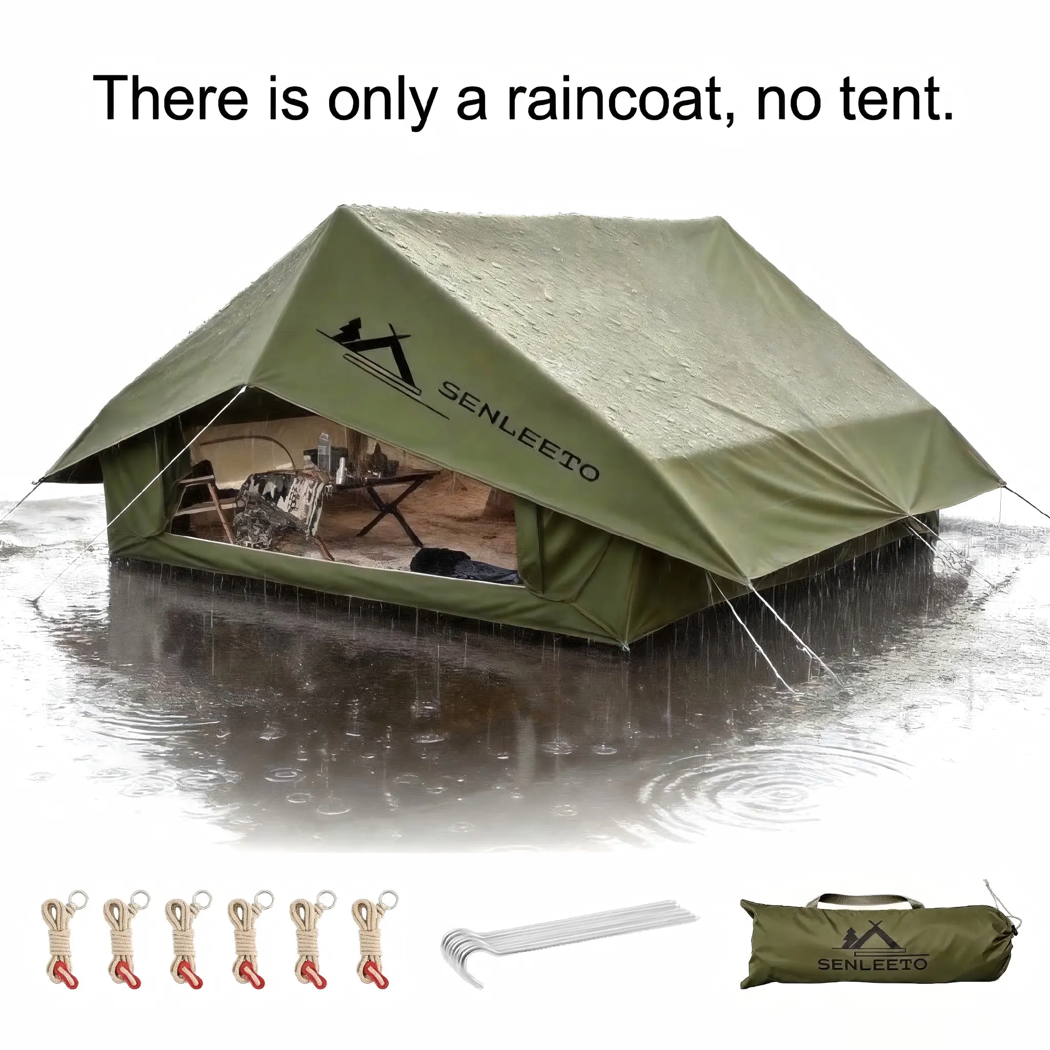 SENLEETO Heavy-Duty Rainfly for Inflatable Cabin Tents, 420D Oxford Sunshade with Silver Coating, PU2000 Waterproof & UPF50+ UV Protection, Stove Jack Compatible, Camping Accessories