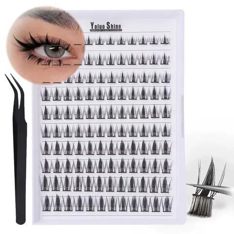 Manga Self Adhesive Eyelashes Natural Self Adhesive Lash Clusters Pre glued Eyelash Clusters Spiky No Glue Needed Lashes Wispy Anime C-curly Cluster Eyelash extensions 10-16MM Fairy Individual Lashes Wet-Look Lash Extensions