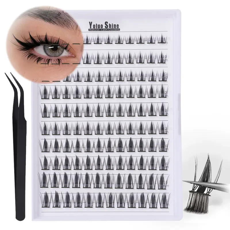 Manga Self Adhesive Eyelashes Natural Self Adhesive Lash Clusters Pre glued Eyelash Clusters Spiky No Glue Needed Lashes Wispy Anime C-curly Cluster Eyelash extensions 10-16MM Fairy Individual Lashes Wet-Look Lash Extensions