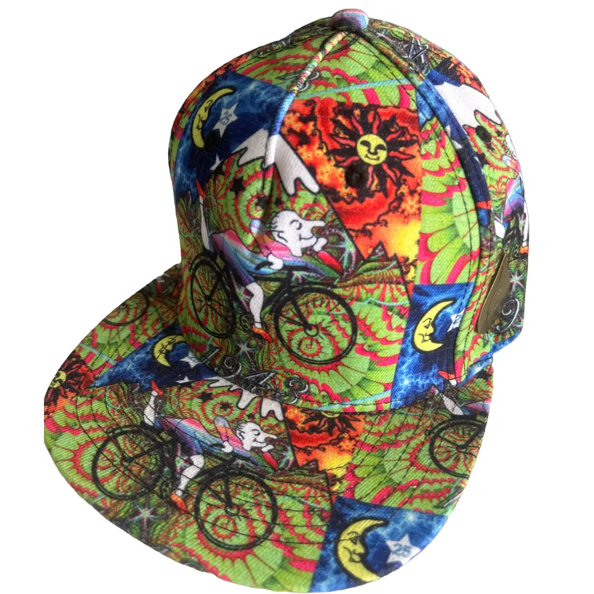 Custom Tie Dye Fitted Hat, Psychedelic Bicycle Day Design with Flexfit for Music Festivals - Unisex, Hand-Dyed, Fitted Hats, Custom Hats