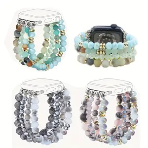 Stones & Crystal Beaded Smartwatch Band Replacement Strap for Apple Watch, Stylish Design, Durable Material, Perfect Fit, Smart Watch Straps