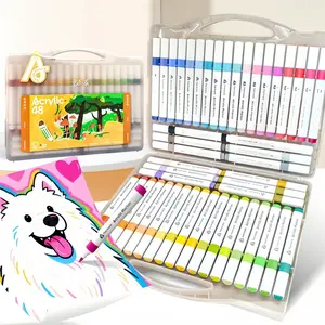 Set of 48/36/24 Color Acrylic Markers, Soft Tips, DIY, Layering, Water Washable, Strong Coverage, Ideal for Art Classes, Student Use