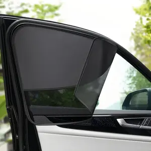 2 PCS Double Layers Car Front Window Shades Set, Magnetic Car Driver Passenger Side Window Sun Shades with Full Shade/Half Shade, Black Front Window Covers Car Accessories Universal
