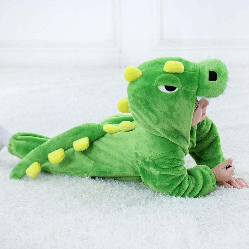 P-CPA03   Toddler Infant Dinosaur Costume Flannel Hooded Onesies Soft Animal Romper Outfits Gift