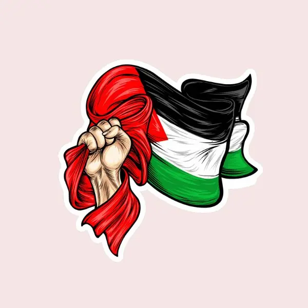 Flag Palestine Waving Vinyl Sticker, Waterproof Minimalist Decal, Aesthetic Durable Sticker for Laptop, Journal, Skateboard, Phone Case, Water Bottle, Scrapbook, Cute Travel Gift Idea