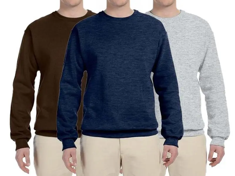 JERZEES 562 Men's NuBlend Cotton Fleece Crew Neck Longsleeves Sweatshirt, Soft Pill-Resistant Fitted Pullover for Casual Fashion & Layering, Ribbed Plain Basic All-Season Menswear Top