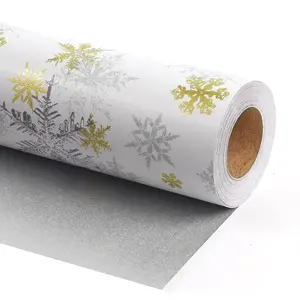 &  Snowflake Christmas Wrapping Paper, Reversible Holiday  Wrap with Metallic Foil and  , Elegant Xmas Roll for Adults, Men, Women- 17 inch x 33