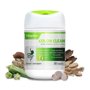 Kingscom Powerful Colon Cleanser, 2 Bottles, 15-Day Intestinal and Colon Cleansing, Caffeine-Free, with Okra Powder, Dandelion Root, and Orange Peel, 30 Capsules, Natural Detox Cleanser Healthcare Vitamin Bathroom Dietary Fitness