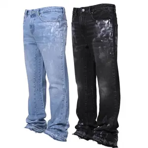 men's straight-leg jeans, European and American street fashion, ins popular style, stretchy embroidered straight-leg jeans