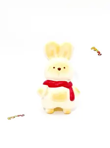 MHM Squishy Series Rabbit Scarf (Red), stress relief toy made from a viscous, moist, soft, slow-rebound material.