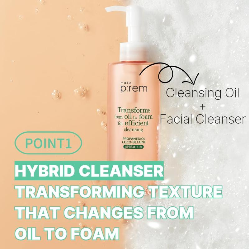 MAKE P:REM Safe Me. Oil to Foam Cleanser 6.76 Fl Oz, 200ml | Gentle Korean Face Wash & Makeup Remover for Sensitive Skin