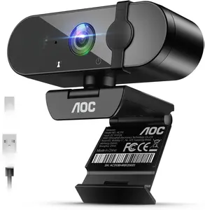 AOC 4k Webcam for PC with Microphone, Computer Camera with Noise Cancellation, Privacy Cover, 99° FOV, Plug & Play USB Webcam for Streaming, Conferencing, Zoom, Skype, Facetime, Laptop, PC, Skype