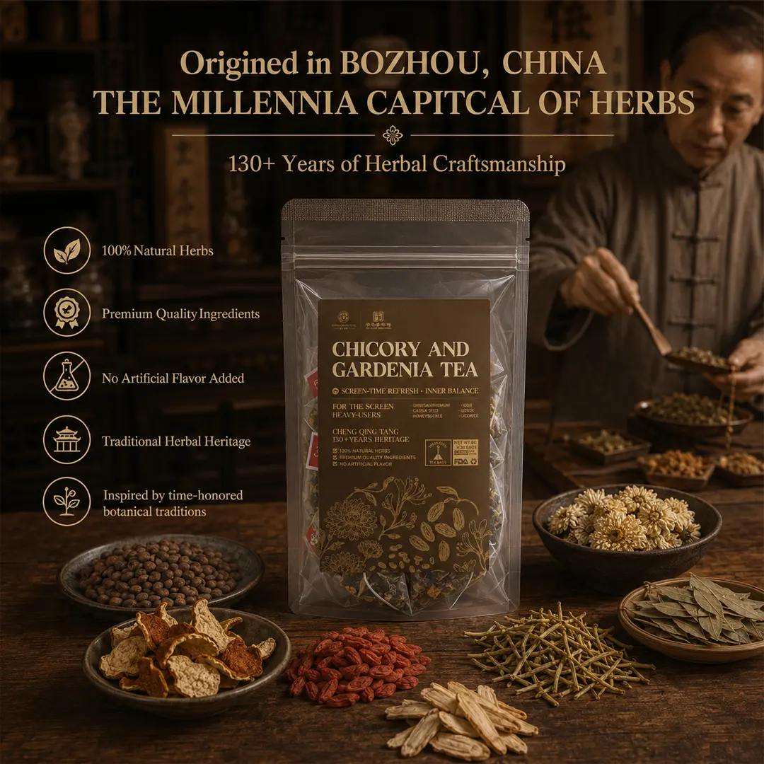 Chicory And Gardenia Tea Sealed Stand-Up Pouch｜Eye-Care Revolution for Long Screen Time support healthy ｜Chrysanthemum Aroma + Cassia Sweet Aftertaste｜Wellness Tea Replaces Milk Tea｜20 Bags