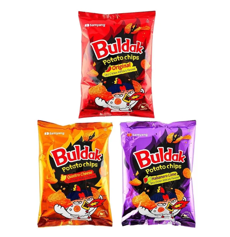 SAMYANG Buldak Spicy Chicken Chips - Korean Hot Chicken Flavor with 4 Cheese, 120g SAMYANG Buldak Spicy Chicken Chips - Korean Hot Chicken Flavor with 4 Cheese, 120g