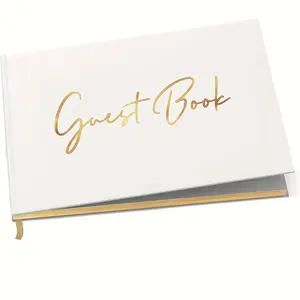 Guest Book - 9"x7" Elegant Hardcover White Polaroid Book - Foil Gilded Edges For Guests & Visitors to Sign At Wedding, Funeral or Memorial, Party, or Bridal Shower, Visitor Signature Book