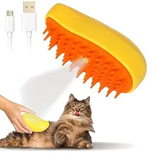 Cat Steamy Brush - 3 In 1 Silicone Grooming Brush, Pet Hair Remover, Travel Compact Design & Long-Lasting Performance for Cats & Dogs