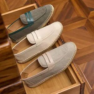 New Arrival Foreign Trade Men Espadrilles Slip On Lazy Shoes Linen Loafers Spring Summer Breathable Men Peas Shoes for Casual Daily Walking Outdoor Hanging Out