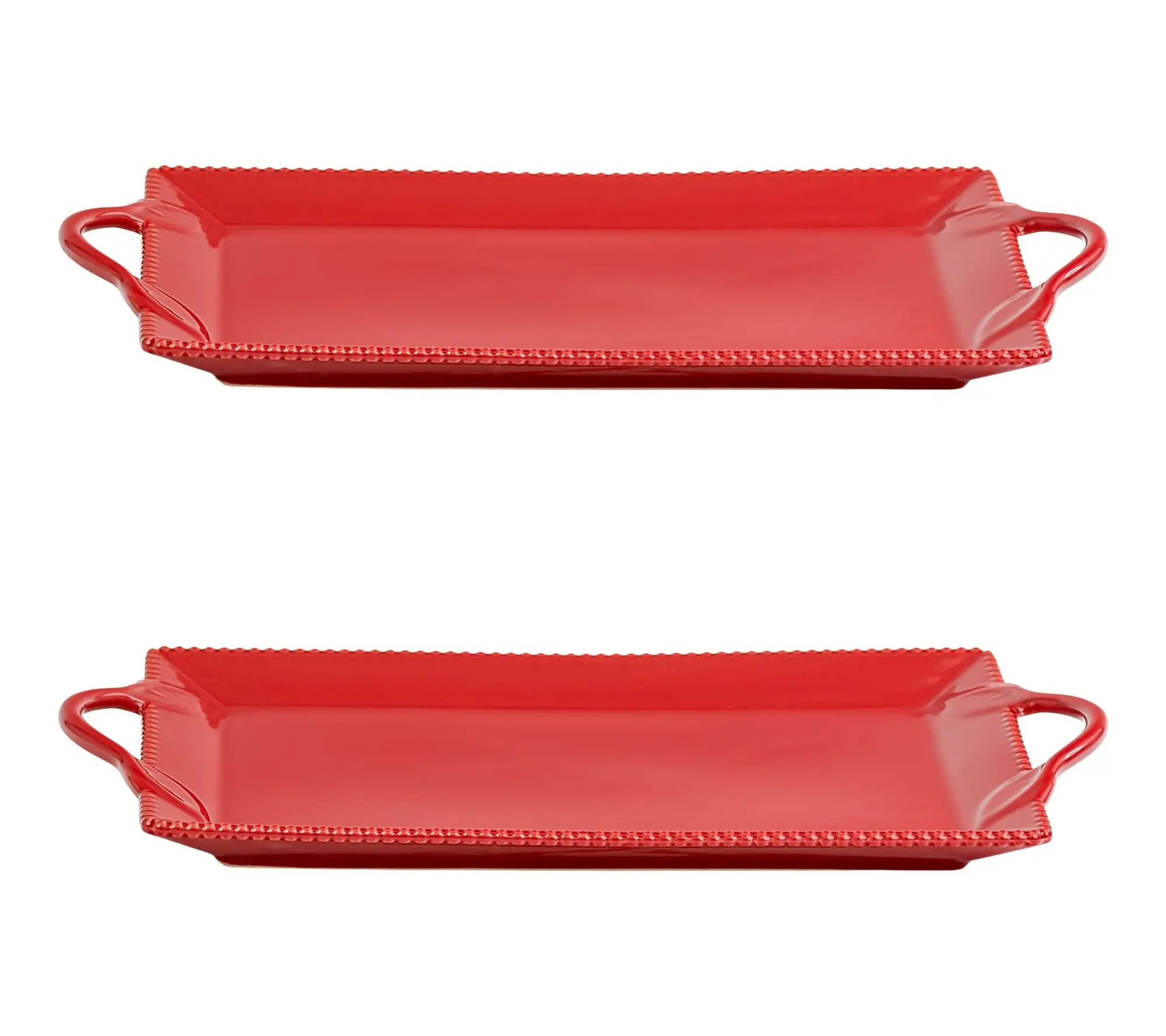 10 Strawberry Street Set of 2 Beaded Leaf Handle Serving Tray 10 Strawberry Street Set of 2 Beaded Leaf Handle Serving Tray