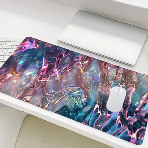 Liquid Ripples Pattern Mouse Pad, Rectangle Gaming Mouse Pad, Non-Slip Rubber Base Stitched Edge Desk Pad for Home Office, Desk Accessories