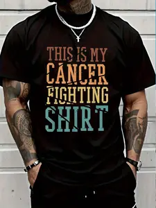 100% Cotton This Is My Cancer Fighting Shirt, Cancer Chemo Awareness T-Shirt Women's Men's Graphic Tee Crew Neck summer vacation Tops