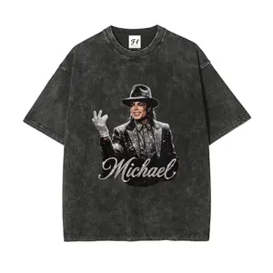 Michael Jackson King Of Pop Washable Direct Spray T-Shirt 260g Heavy Cotton Vintage Unisex Hip Hop Streetwear Tee